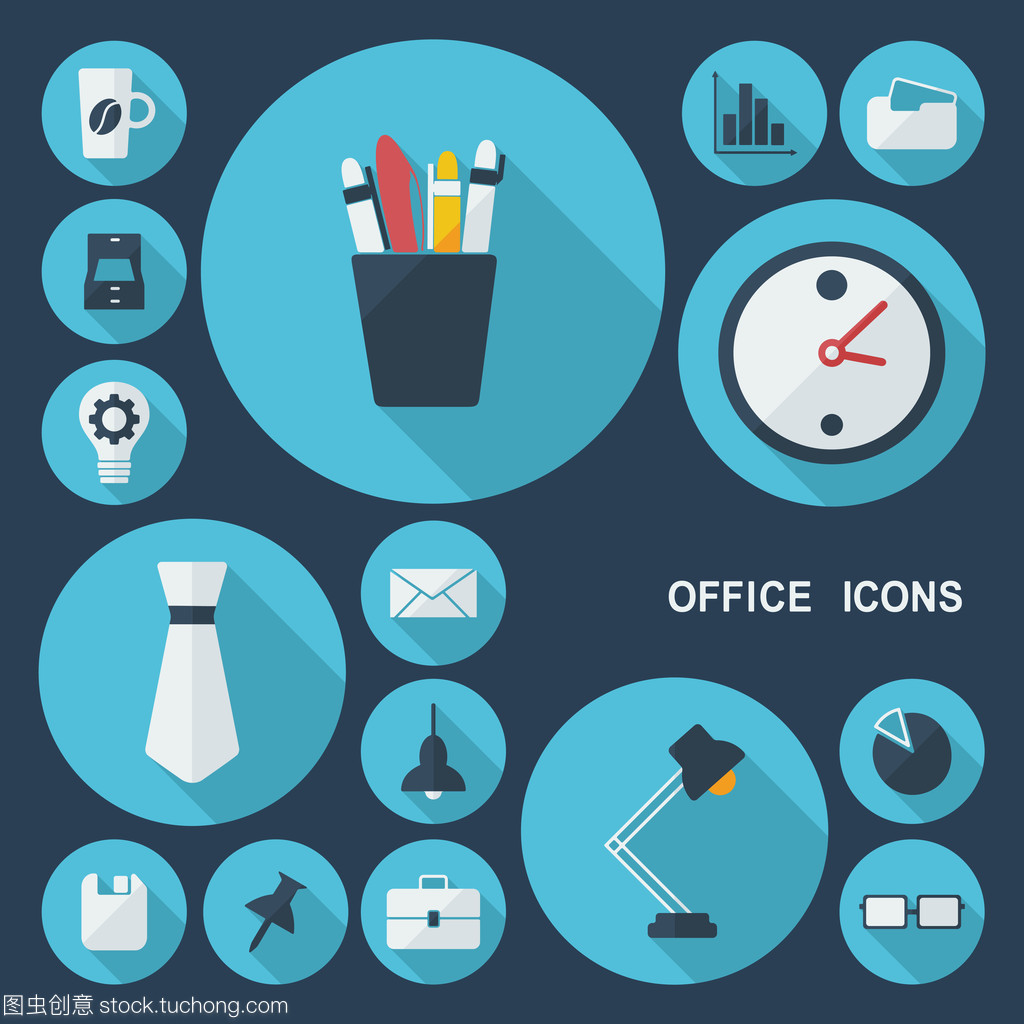 阴影办公室图标 现代办公设备的视觉美学与实用性